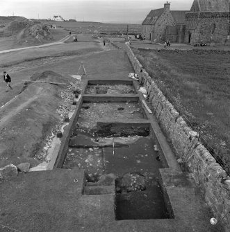 Iona, Reilig Odhrain & Iona Monastery Vallum.
View of excavation from South showing trenches A B C with the vallum ditch in foreground 
and an earlier ditch behind.