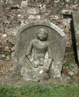  View of gravestone showing figure of girl, Castleton Churchyard