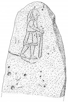 Scanned ink drawing of Pictish symbol stone at Balblair
