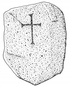 Scanned ink drawing of cross slab at Killianan Burial Ground