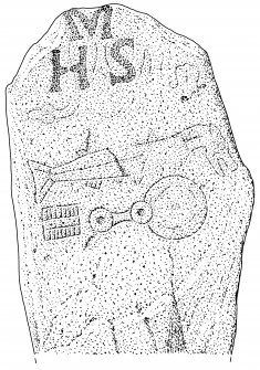 Scanned ink drawing of Upper Manbean Pictish symbol stone