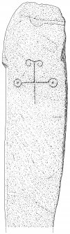 Scanned ink drawing of Mid Clyth 2 incised cross slab