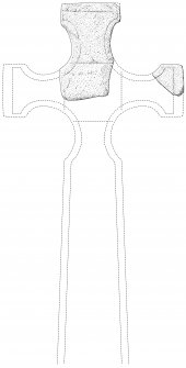 Scanned ink drawing  of freestanding cross fragments from Inchnadamph showing conjectural reconstruction of cross