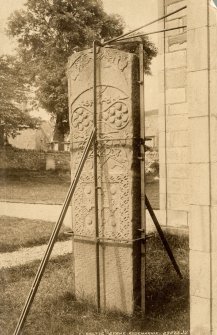 Scanned image of photograph of a Celtic stone in Rosemarkie churchyard