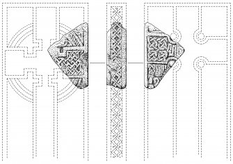 Scanned ink drawing of Lothbeg Pictish cross fragment
