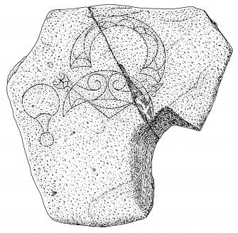 Scanned ink drawing of Clynemilton 1 Pictish symbol stone