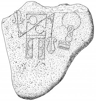Scanned ink drawing of Clynemilton 2 Pictish symbol stone