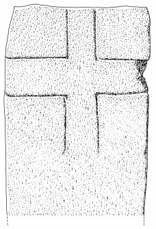 Scanned ink drawing of St Kenneth's, Kinloch Laggan incised cross slab
