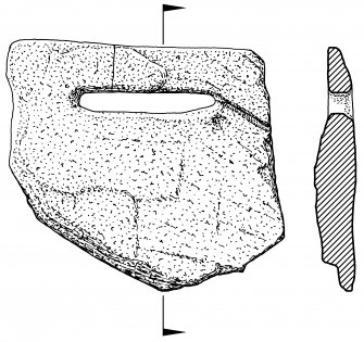 Scanned ink drawing of socket stone (cross base): plan view & section