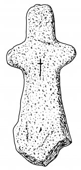 Scanned ink drawing of the incised cruciform stone (No. 2), Eilean Fhianain.