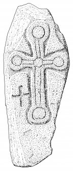 Scanned ink drawing of Dail A' Bhaite cross slab
