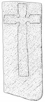 Scanned ink drawing of Cladh A Chnocain cross slab