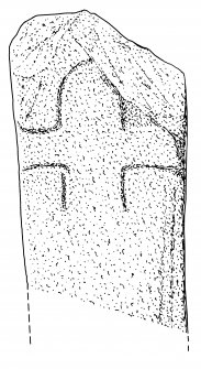 Scanned ink drawing of the Red Priest's Stone cross slab