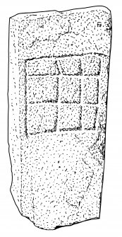 Scanned ink drawing of Grumbeg 2 cross-incised stone