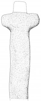 Scanned ink drawing of Reay Village cruciform stone (market cross)