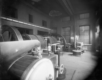 Interior view of machinery at New Street Gasworks, Edinburgh.