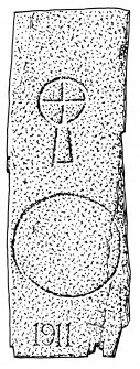 Scanned ink drawing of Creagan A' Bheannaich cross-incised stone