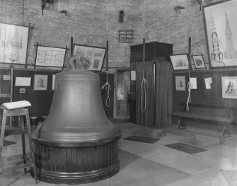 Interior view of bell ringers' chamber showing detail of bell, St Mary's Episcopal Church, Edinburgh.