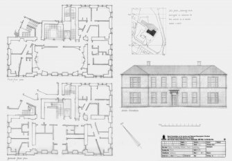 Tain, former Tain Academy: South elevation, ground floor and First floor plans (1:100) and Site plan (1:1250)