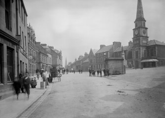 General view of market place with tollbooth and monument to Sir Walter Scott