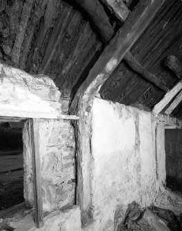 Detail of crucks in cruck-framed cottage in east end of south wall; Glencoe.