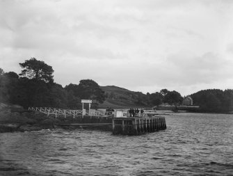 View of jetty for Rowardennan Hotel, Loch Lomand.
