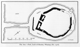 Photographic copy of plan of Loch of Huxter galleried dun.
