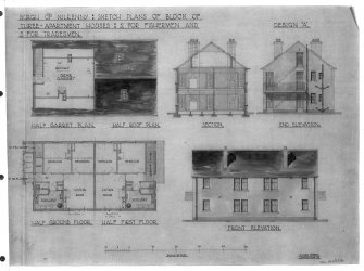Social housing for Burgh of Kilrenny and Anstruther Easter.
Photographic copy of plans, sections and elevations of three apartment houses, two for fishermen and two for tradesmen.