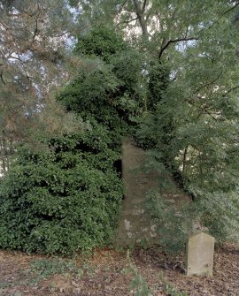 External view of gable, largely obscured