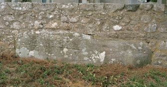 The putative flanker in the south wall of the churchyard (close-up)