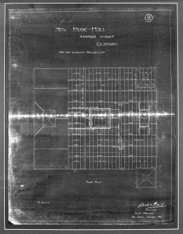 Photographic copy of a blueprint of the roof plan from Bertie Crewe's office in 1904
