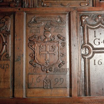 Detail of re-used 17th century panelling