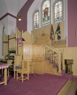 Interior. Pulpit and Organ. View from NNE