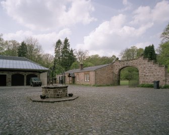 View of courtyard from E with central well