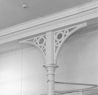 Interior. Detail of top of column in Recreation Hall