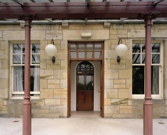 Alton House. View from SE. Detail of main door.