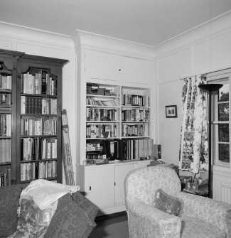 Interior. Sitting room, detail of bookcases