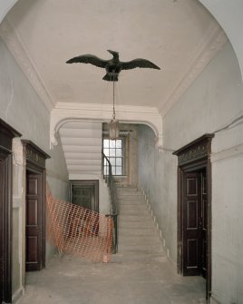 Interior. View of staircase hall from E