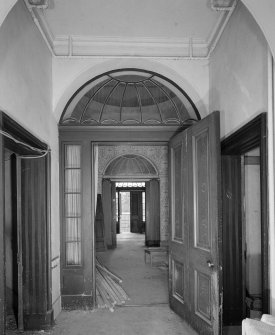 Interior. View of staircase hall from W