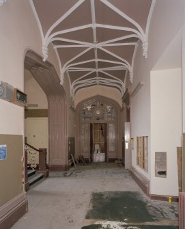 Interior. Ground floor, staircase hall, view from W