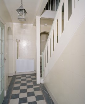 Interior. View of staircase hall from W