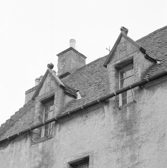 Detail of dormer windows with Mr & Mrs Cowper( IC and HS) Monogram