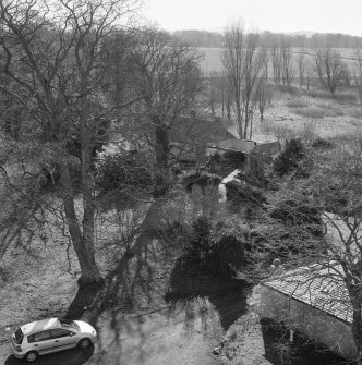 View from roof S showing cottage and former stables