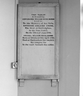 Interior. Detail of memorial tablet to "Lieut. William Nicol Burns"