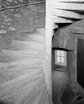 Interior. Detail of stone spiral staircase