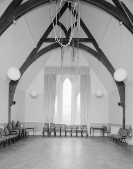 Interior. First floor hall with original gymnastics ropes