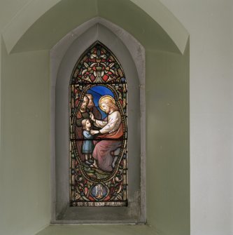 Interior. Aisle stained glass window