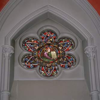 Interior. Apse stained glass window by  Henry Hughes of Ward and Hughes