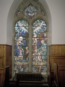 Interior. N gallery stained glass window by Douglas Strachan c.1935