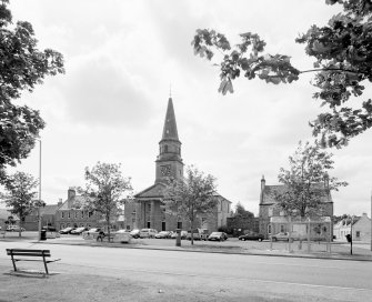 General view from N  showing town square with town house and manse